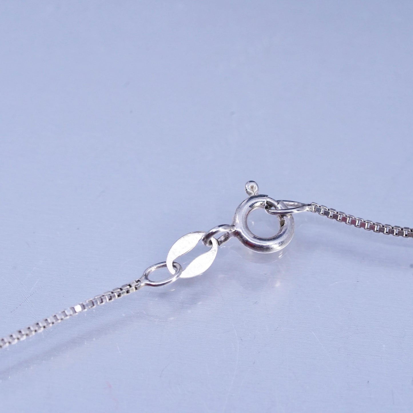 24", Vintage Sterling 925 silver box chain necklace teardrop amethyst pendant