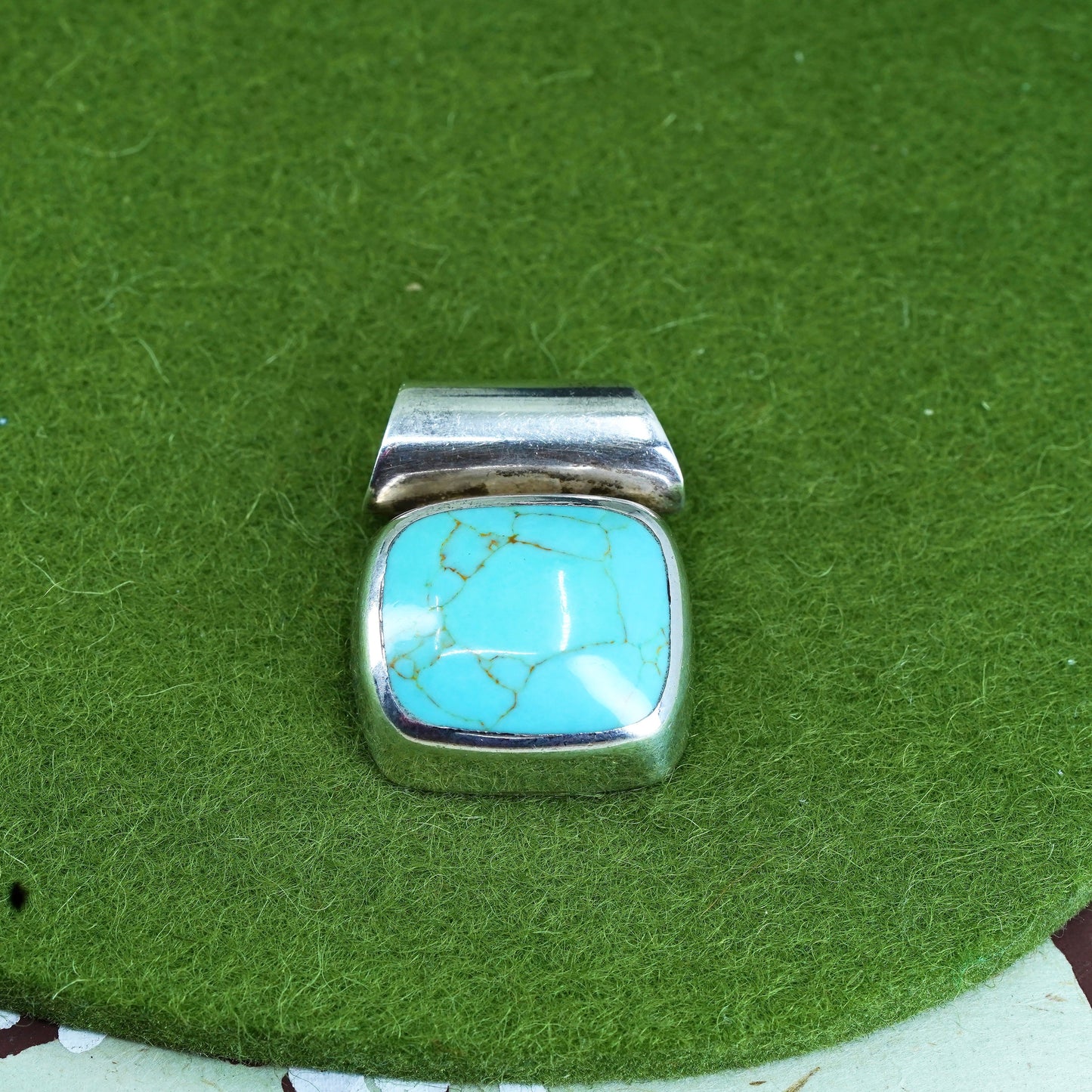 Vintage sterling silver handmade pendant, 925 Mexico pendant with turquoise