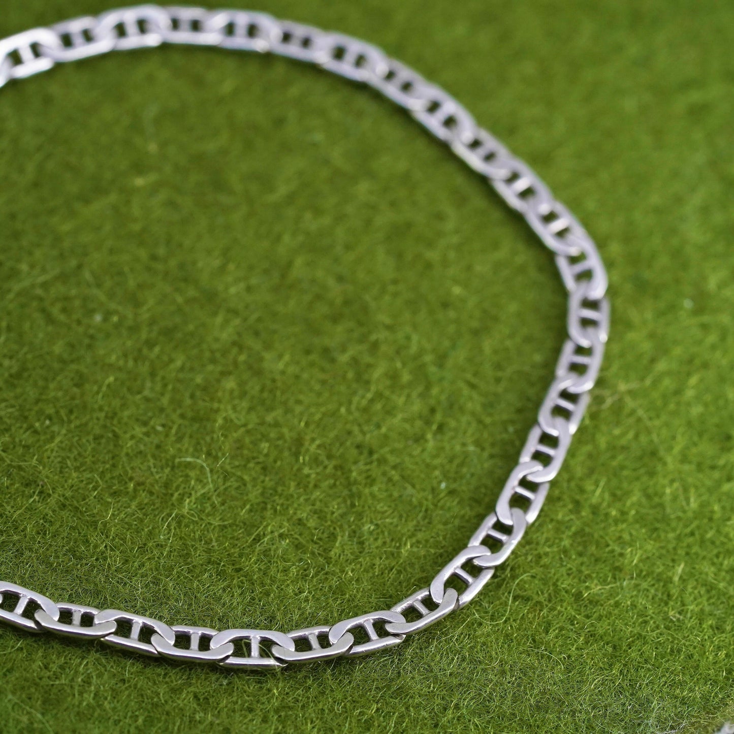 7" 3mm, Vintage sterling 925 silver bracelet, Italy anchor chain