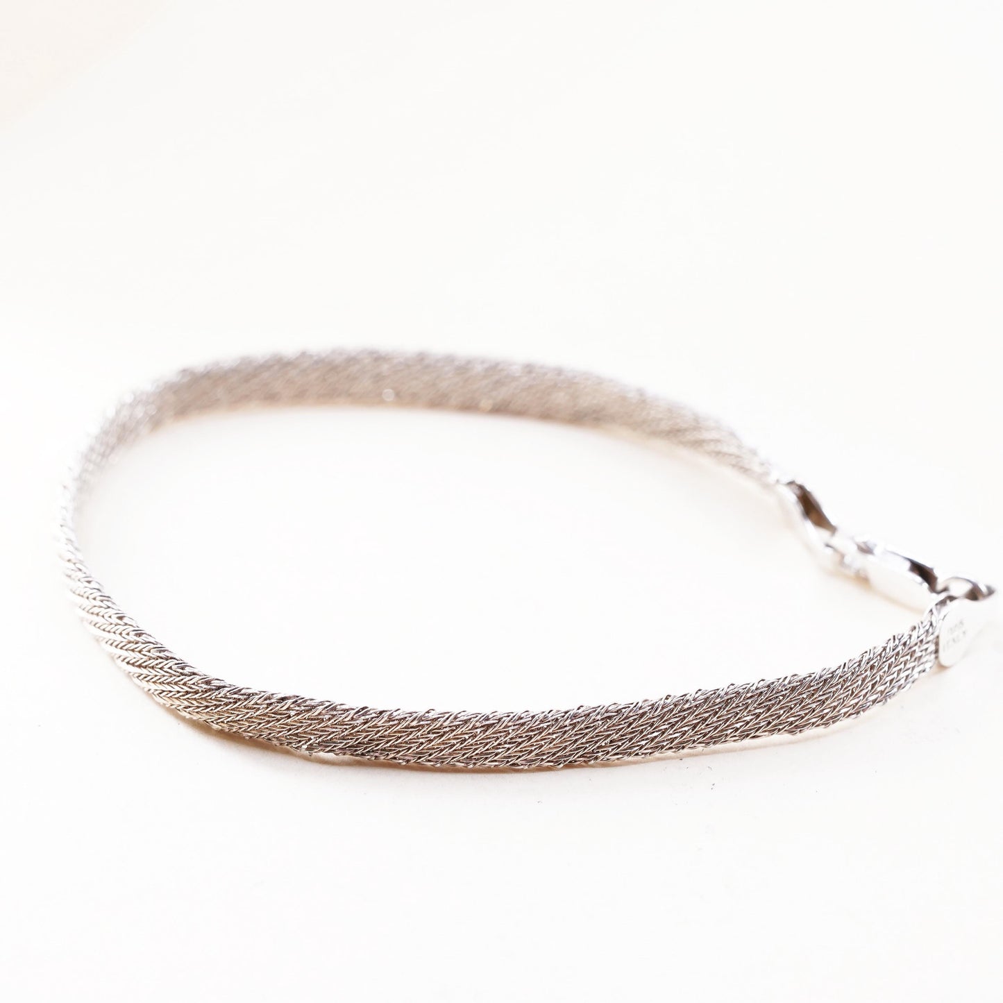 7.5” 6mm, Vintage sterling 925 silver mesh bracelet