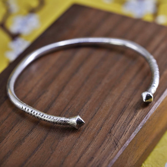 6.75", Southwestern sterling silver bracelet, stackable textured 925 cuff