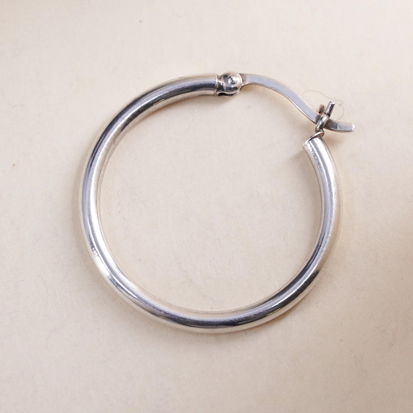 1”, Vintage sterling silver loop single earring, minimalist primitive hoop