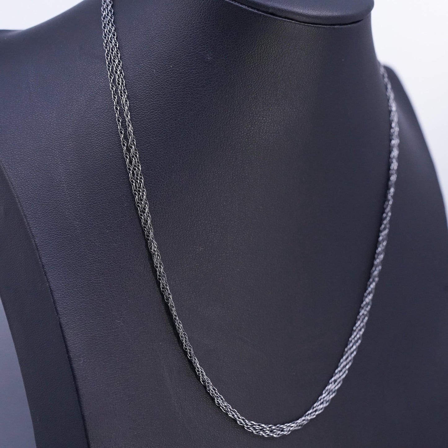 16", VTG Italian Sterling 925 silver multi strands Singapore rope necklace