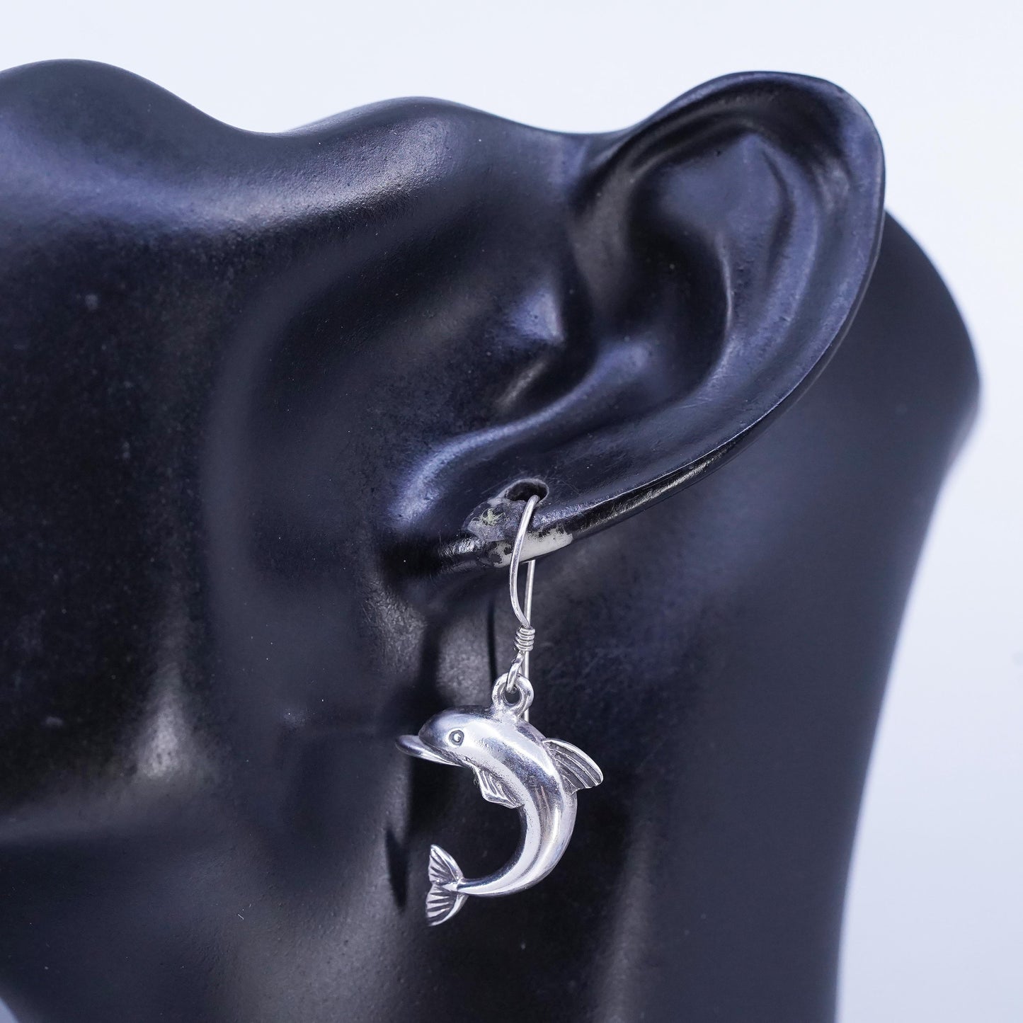 Vintage Sterling 925 silver handmade dolphin earrings