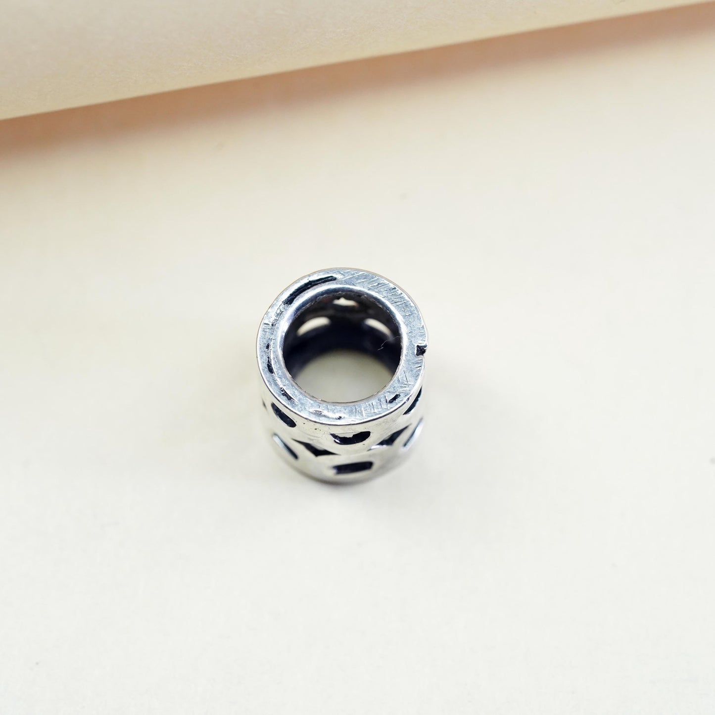 Vintage Sterling silver handmade pendant, 925 slide on bead charm