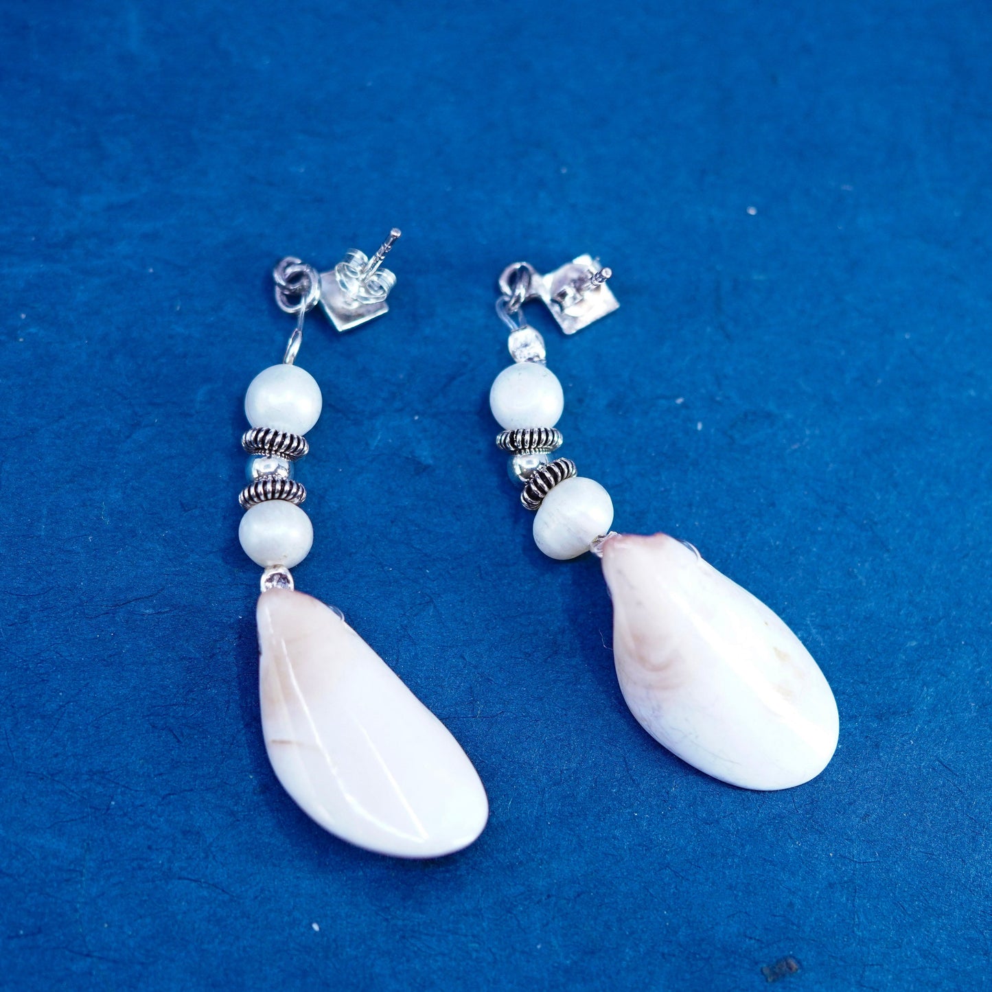 Sterling Silver 925 Shiva eye earrings | Mexican handmade Jewelry, fossil shell