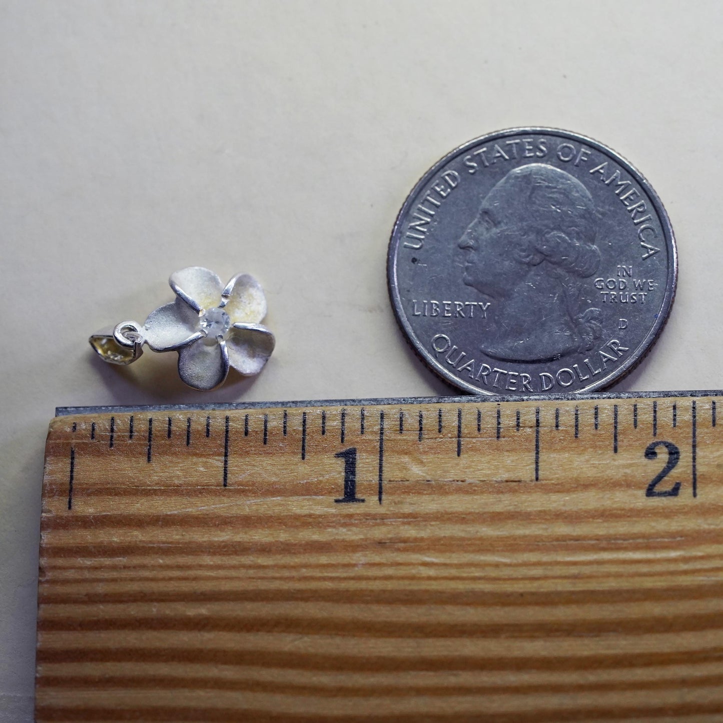 Vintage Sterling silver handmade pendant, 925 plumeria flower charm