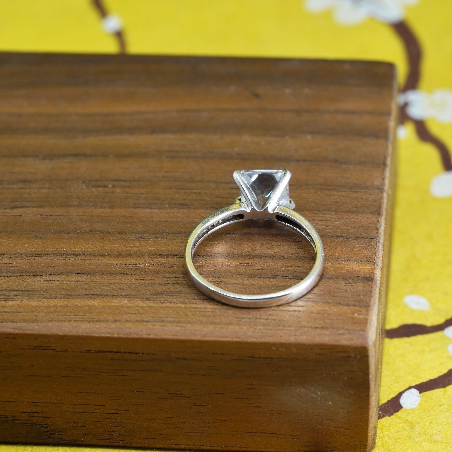Size 6, vintage Sterling silver handmade ring, 925 engagement band with cz