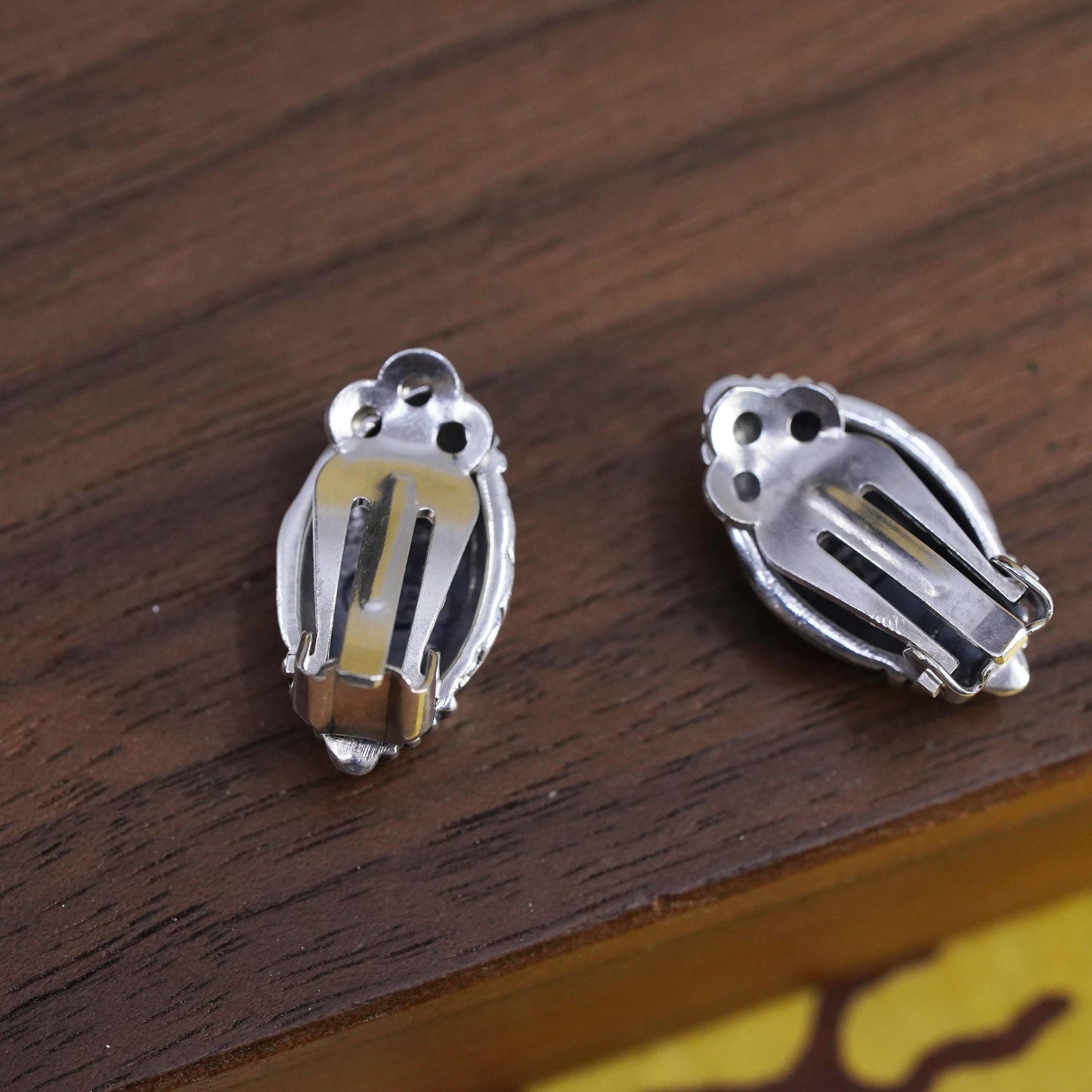 Vintage HBC Sterling silver handmade earrings, 925 textured clip on