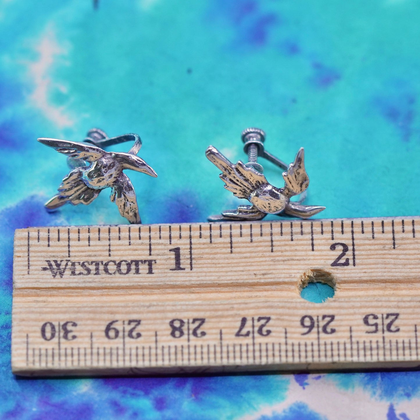 Vintage taxco Sterling silver screw back earrings, 925 dandelion