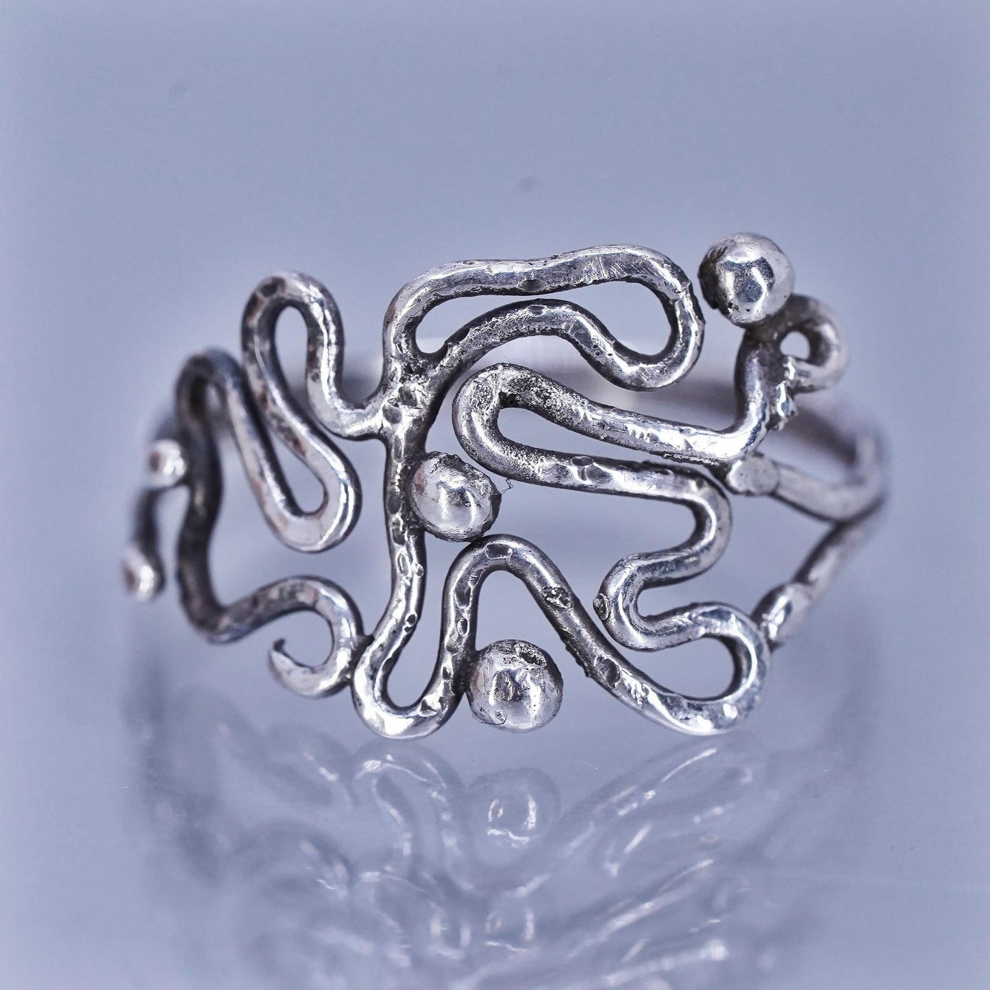 Size 10, vintage Sterling 925 silver handmade ring, wired band