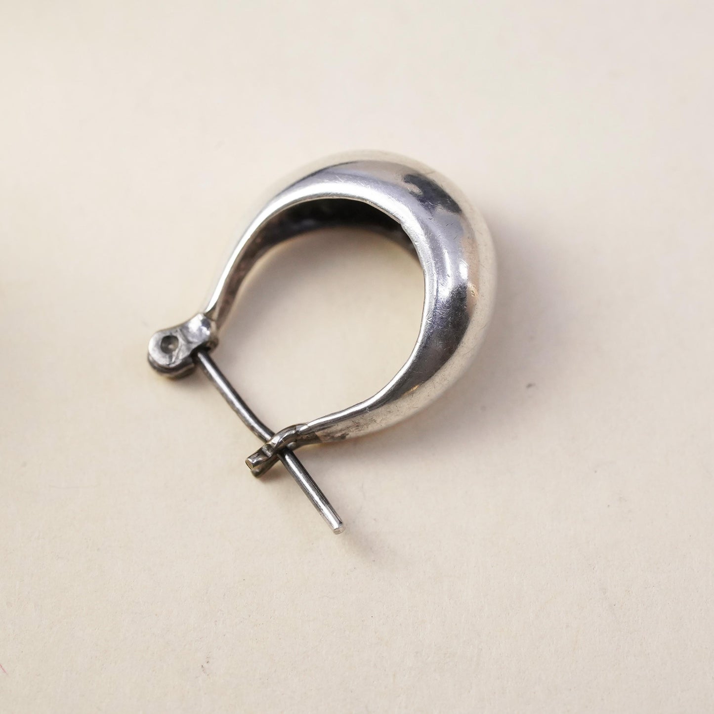 0.5”, Vintage sterling silver single earring, 925 huggie hoop