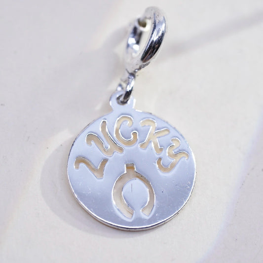 Vintage sterling silver 925 charm pendant, lucky wishbone openwork cutout charm