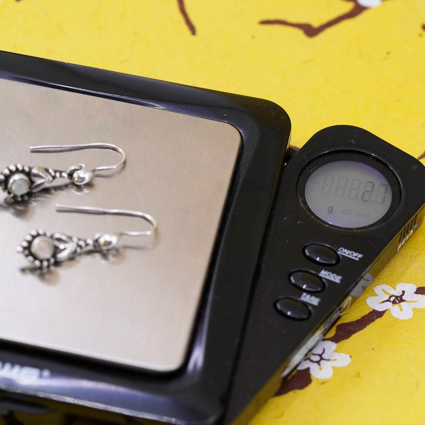 Vintage handmade sterling 925 silver leafy earrings with beads