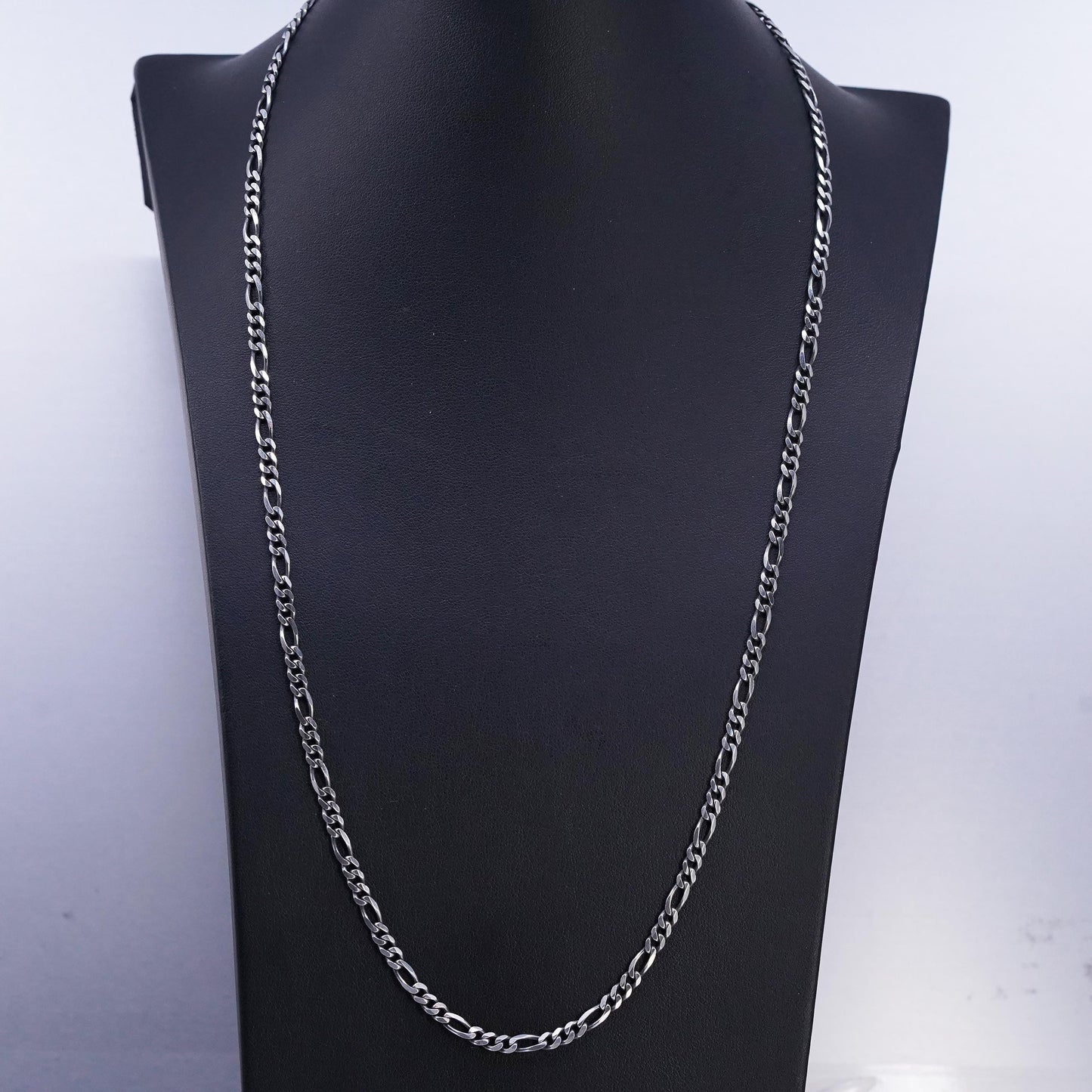 24" 4mm, vintage Sterling 925 silver figaro chain necklace