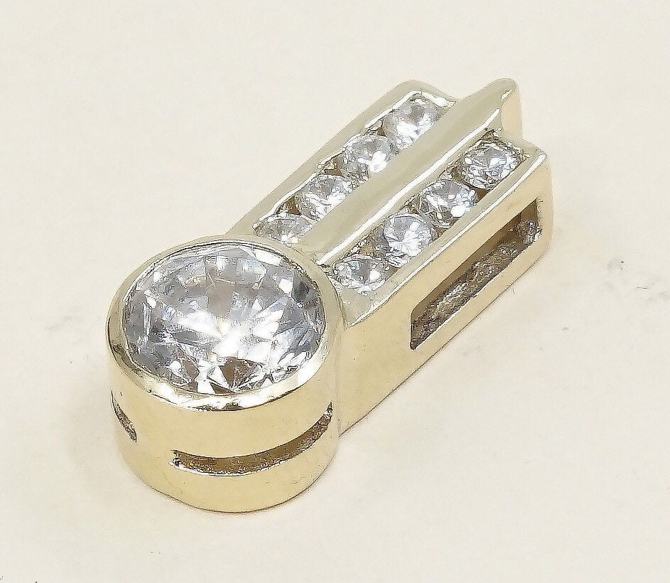Gold over sterling silver pendant, minimalist, modernist, 925 w/ cz