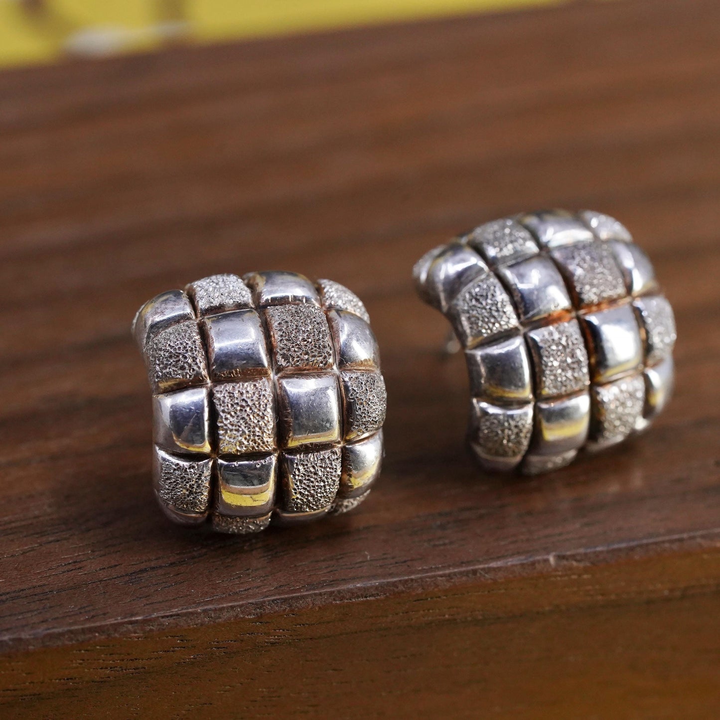 0.75", VTG Italian Sterling silver hoop earrings, glittering 925 huggie studs