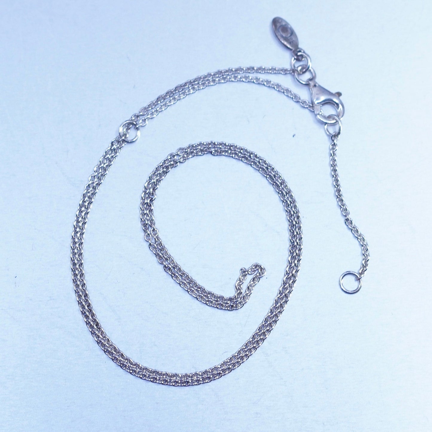 15+3” 1mm, vintage Pandora ALE Sterling 925 silver circle chain necklace