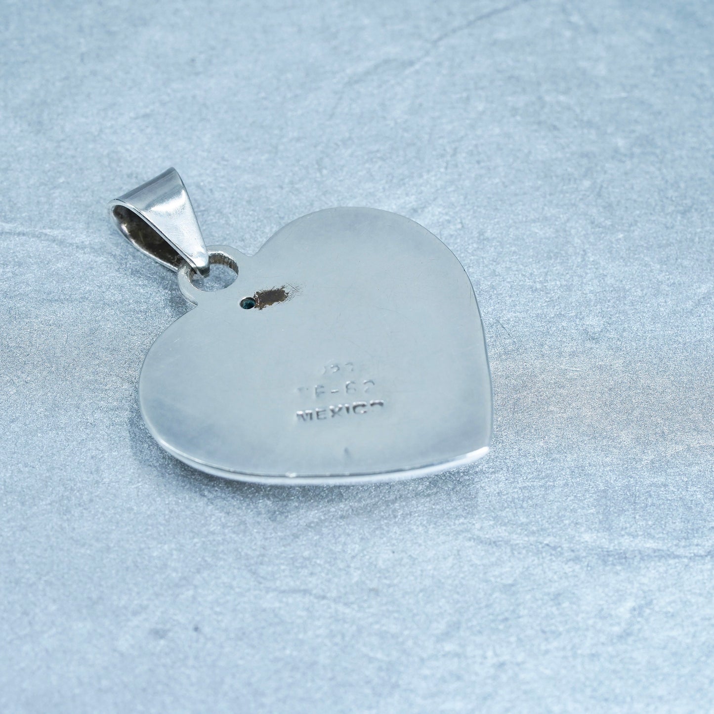 antique sterling 925 silver heart pendant, stamped 925 Mexico