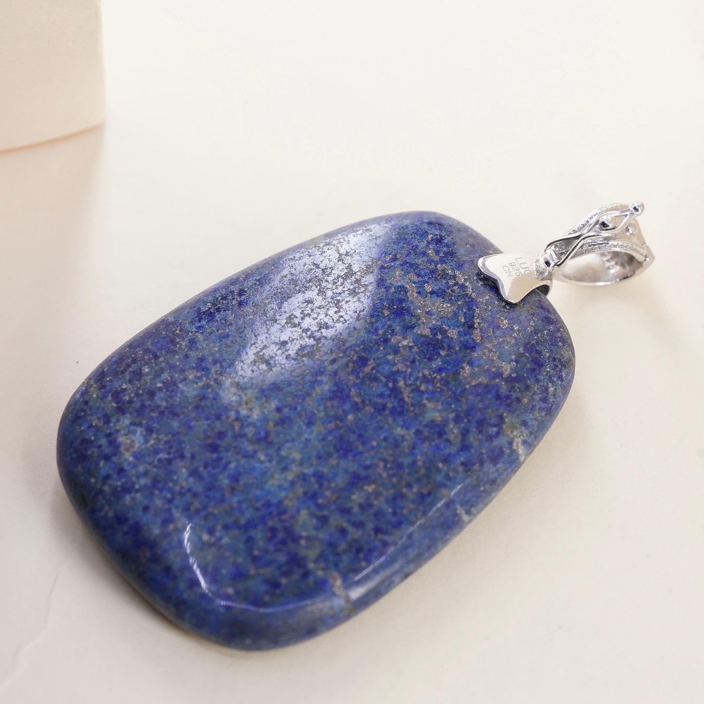 Vintage LUC Lucas Lameth Sterling silver huge pendant, 925 lapis lazuli charm