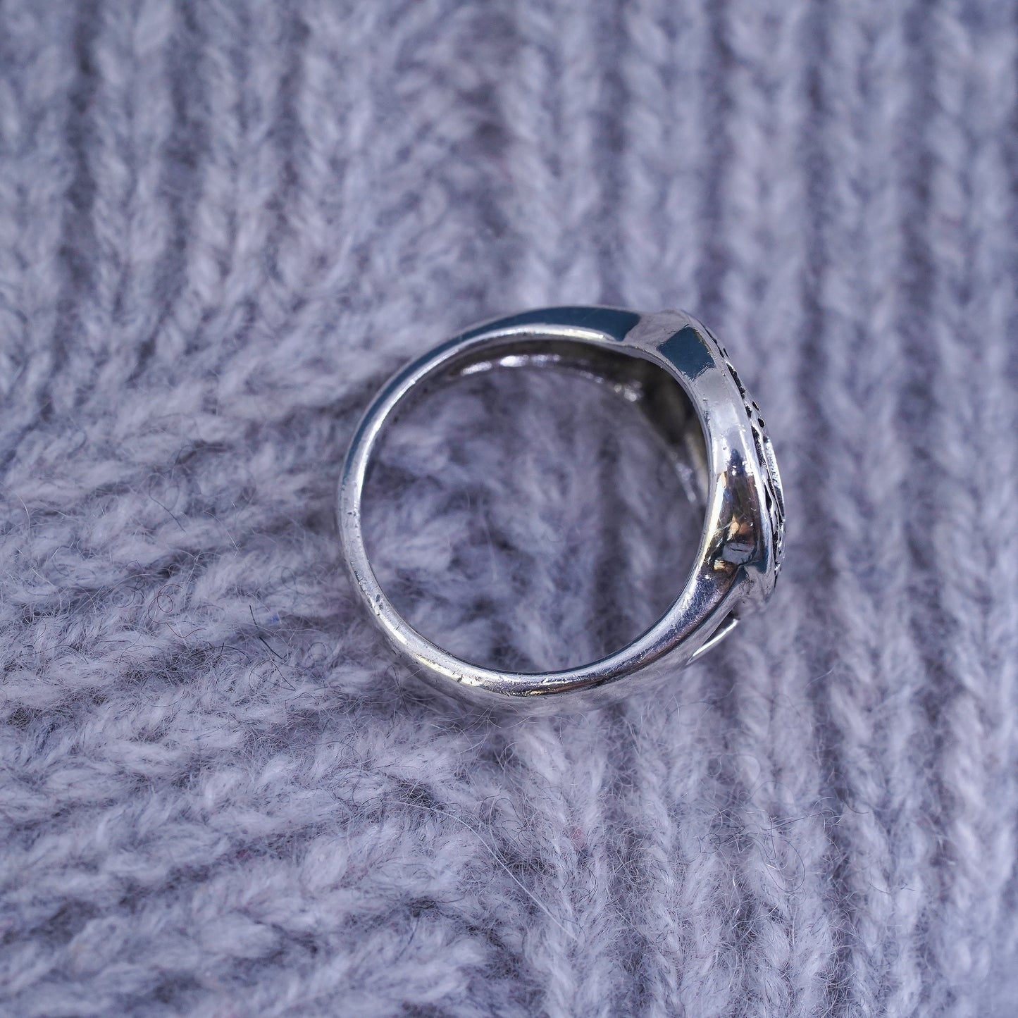 Size 6.25, vintage Sterling silver handmade ring, 925 moon star band