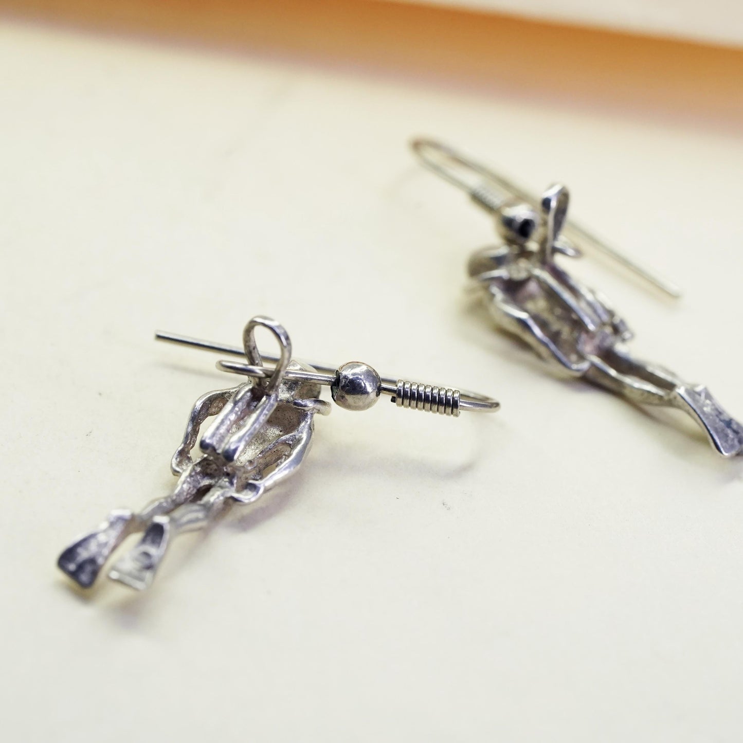 Vintage sterling 925 silver handmade diver drop earrings