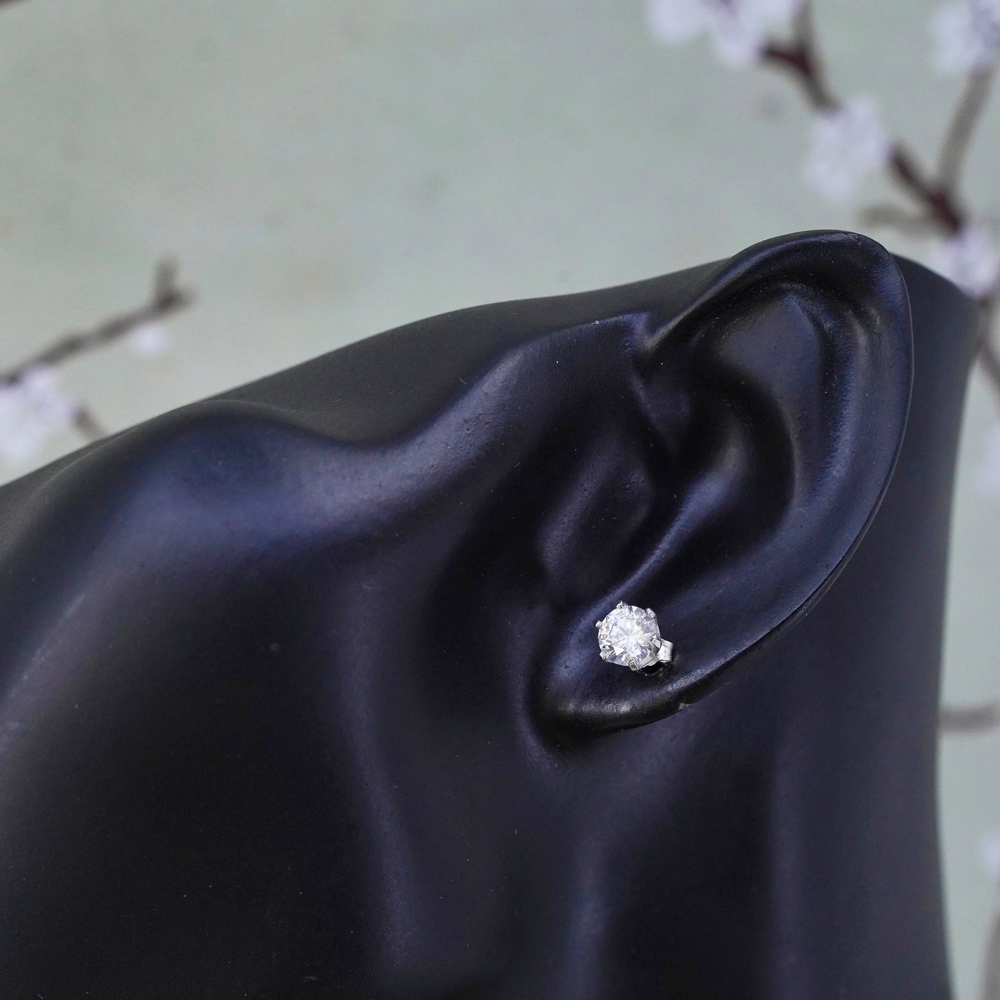 5mm, Vintage sterling silver genuine cz studs, fashion minimalist earrings