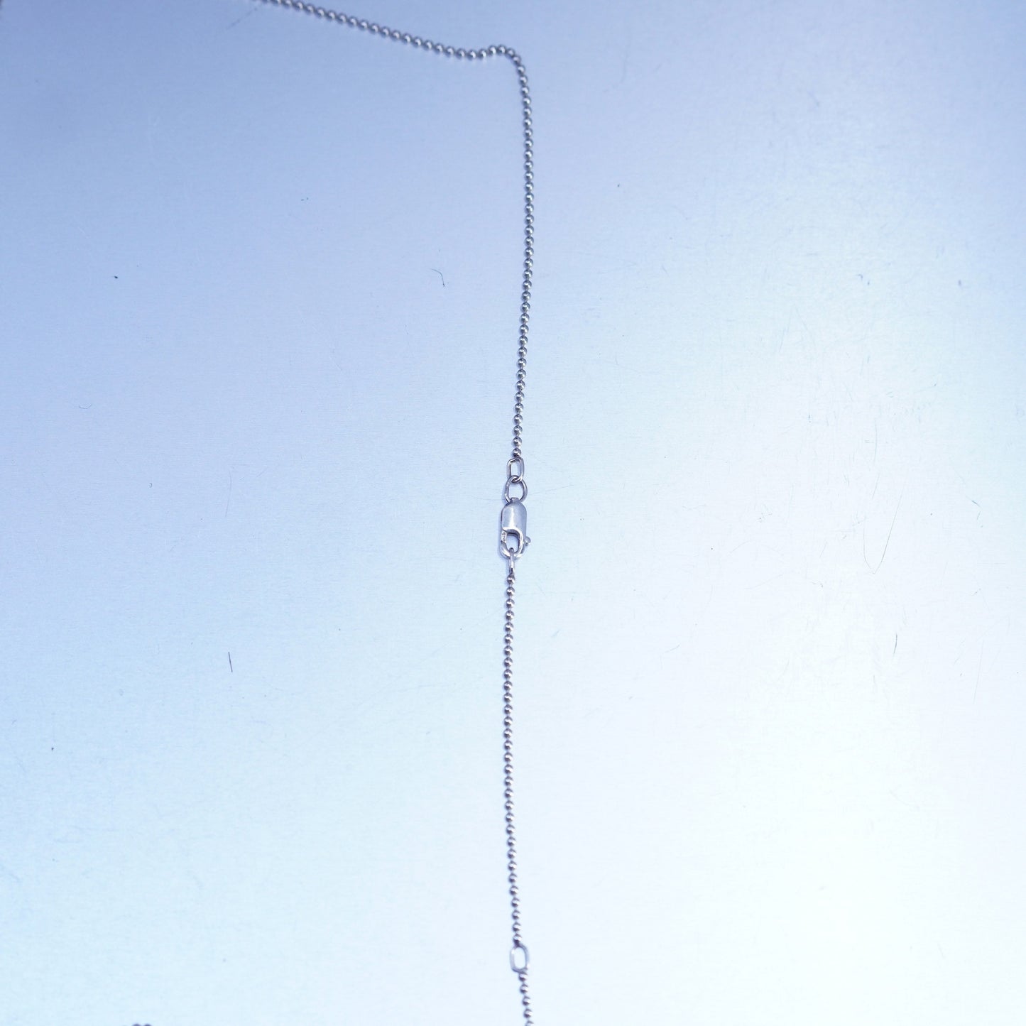 16+2” 1mm, vintage italy Sterling 925 silver bead chain necklace