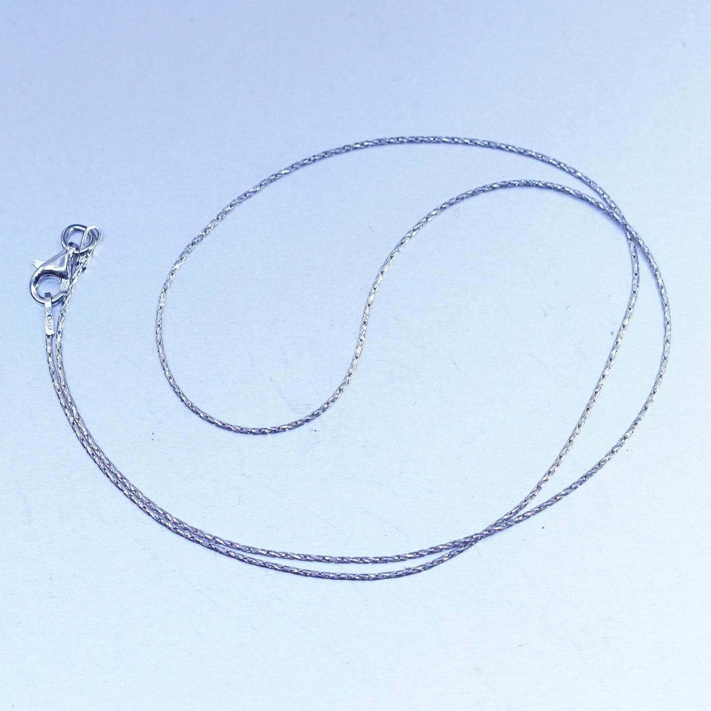 16” 1mm, vintage Sterling 925 silver textured snake chain necklace