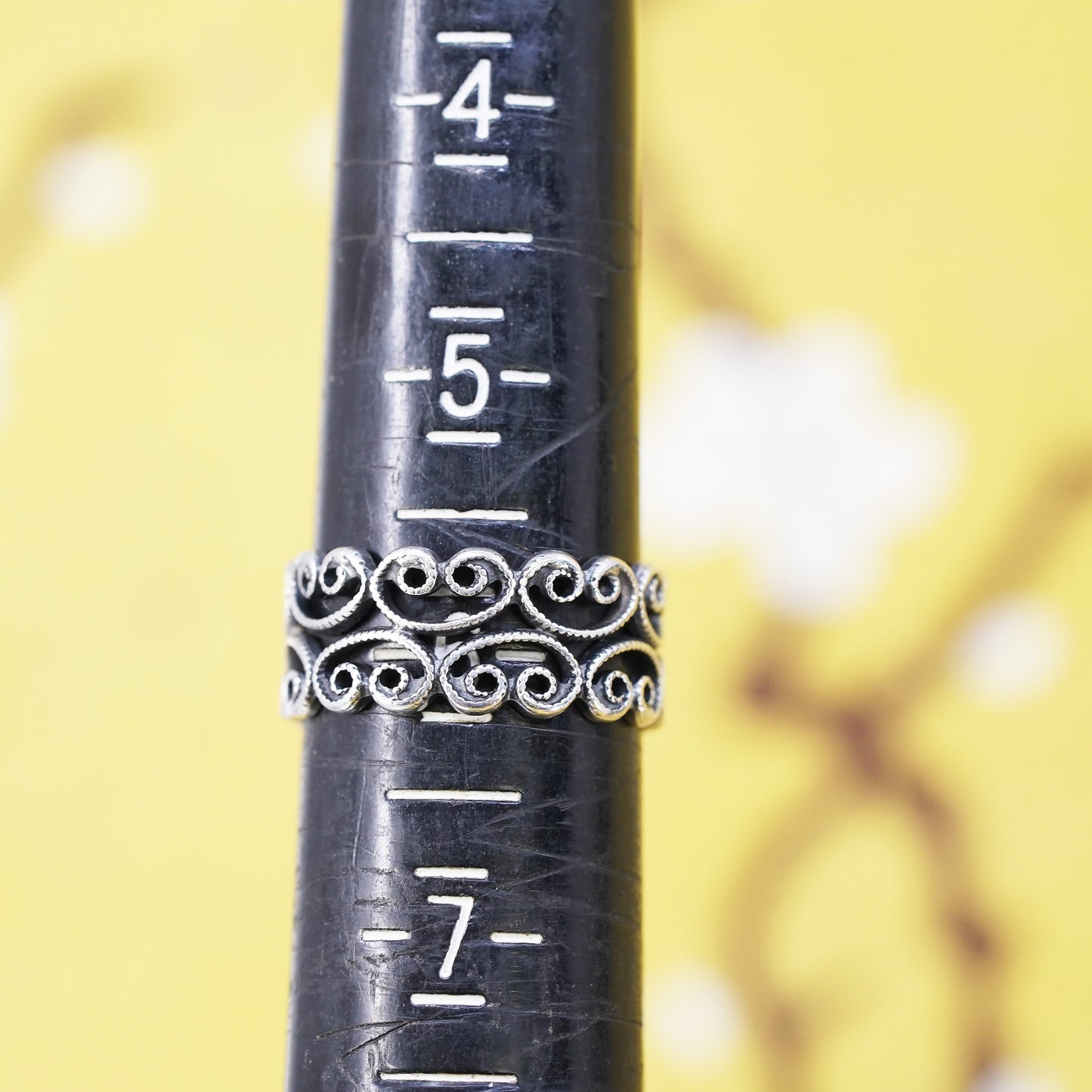 Size 6, vintage Sterling silver handmade ring, 925 filigree band
