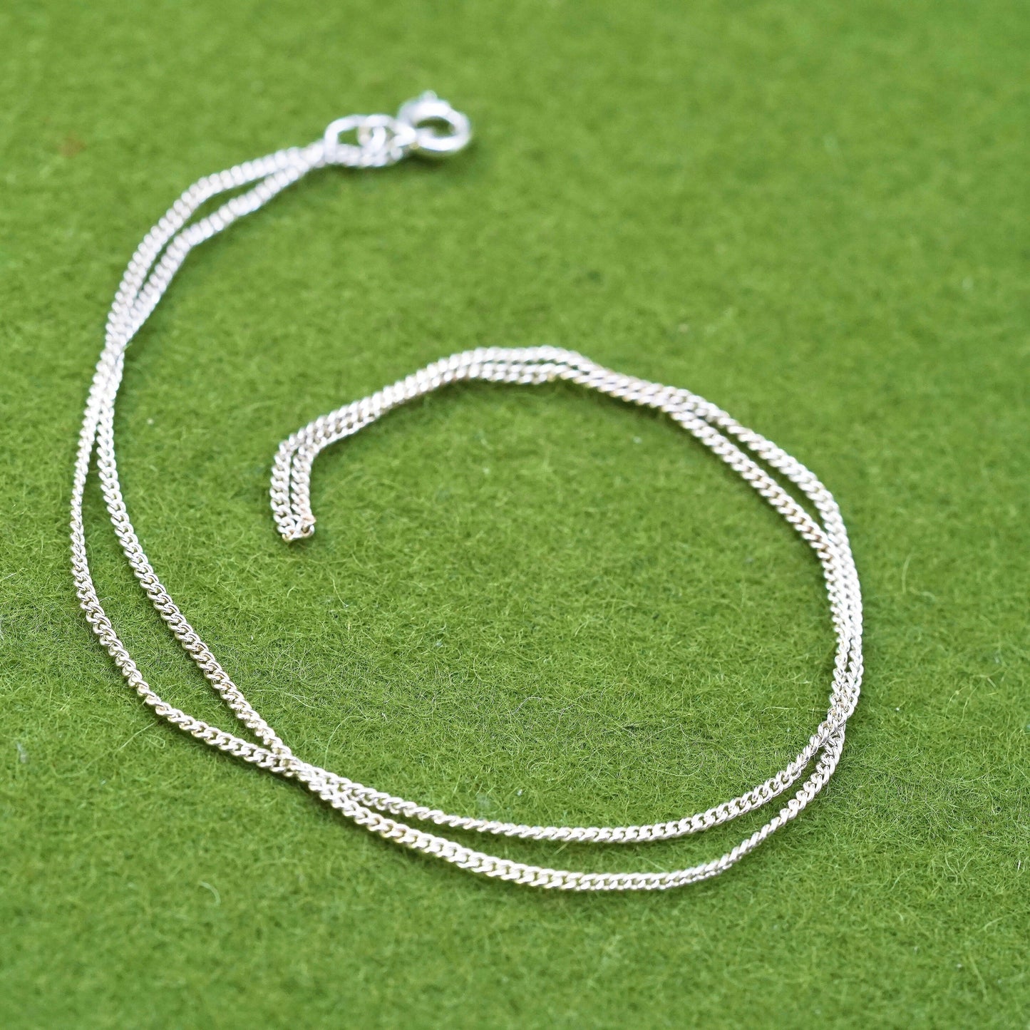 16” 1mm, vintage sterling silver necklace, 925 curb rope chain
