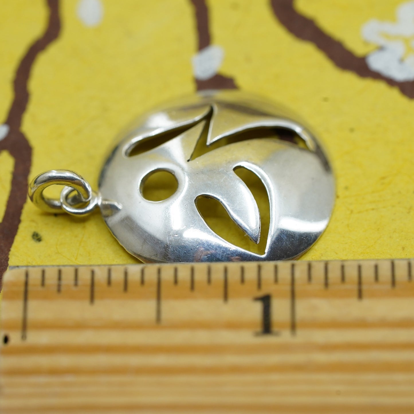 Vintage Sterling silver handmade pendant, 925 angel tag charm