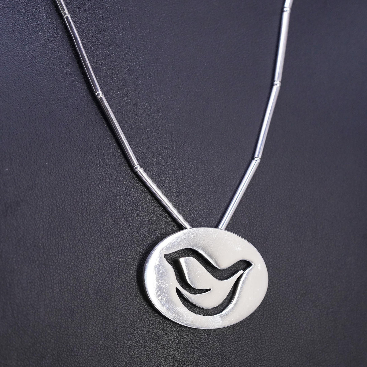 20", Sterling 925 Silver Dove Bird Necklace, Openwork Peace Dove, Oval Pendant