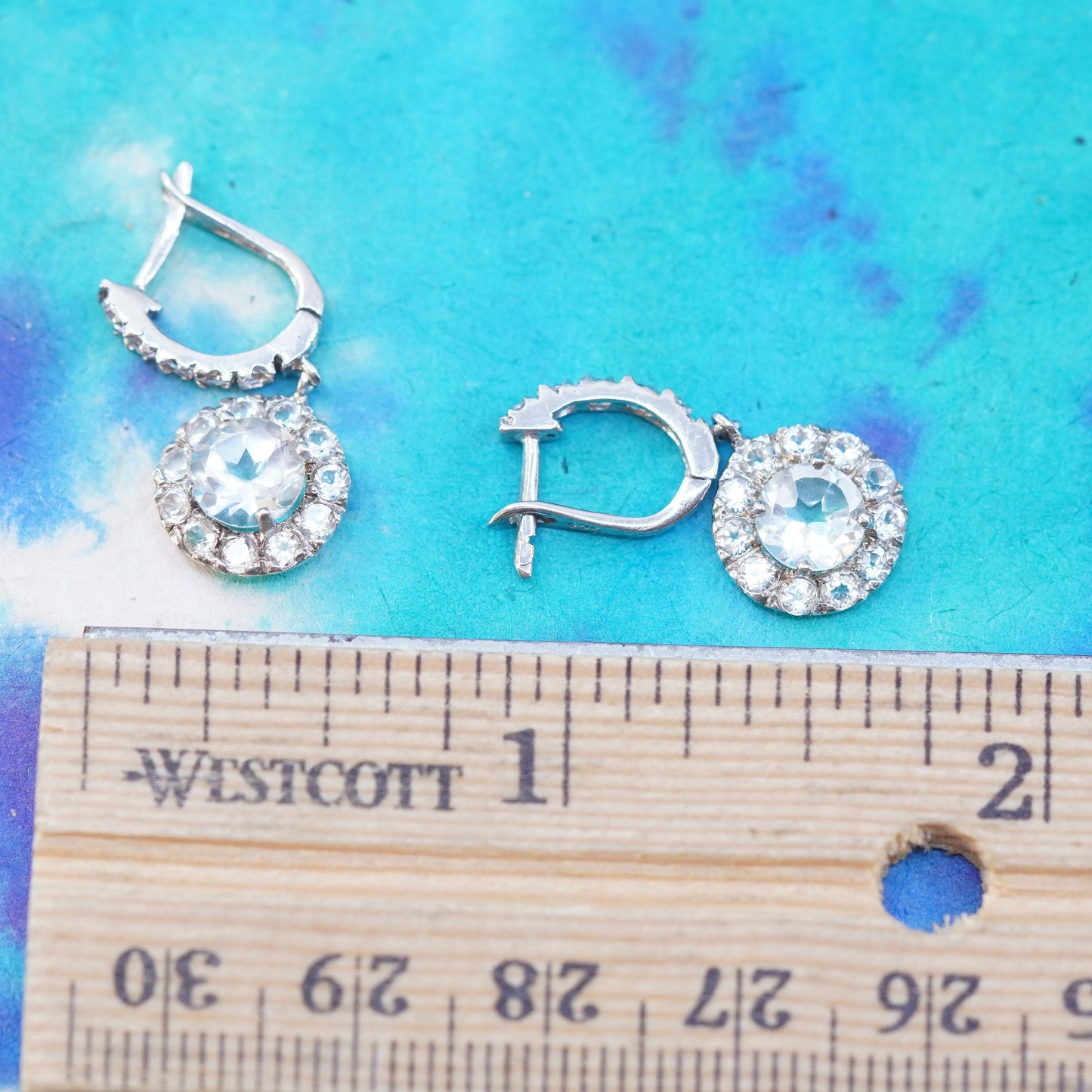 Vintage Sterling 925 silver handmade hoops earrings with CZ