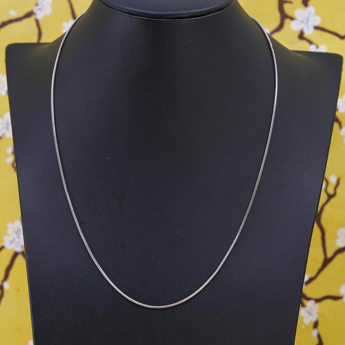18" 1mm, vintage Sterling silver necklace, Italy 925 snake chain