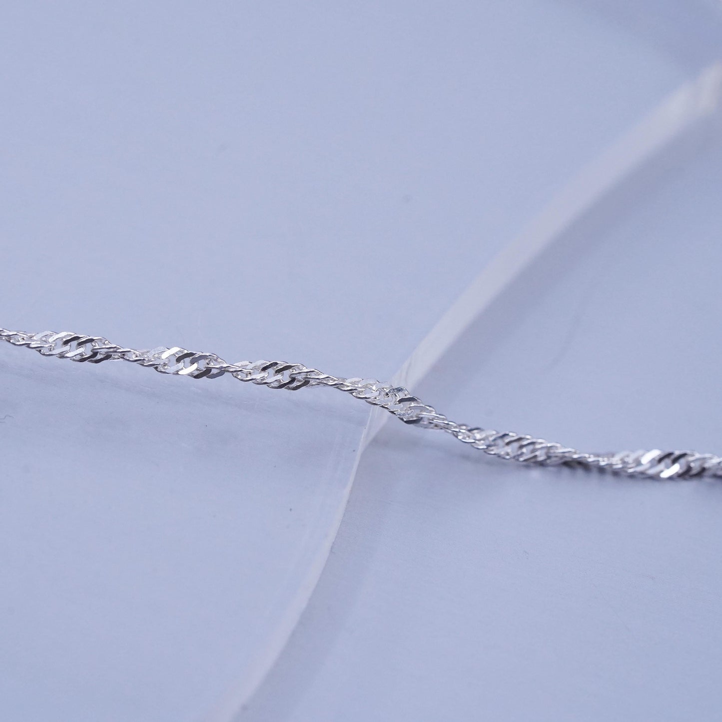 24” 2mm, vintage Italian Sterling 925 silver twisted curb chain necklace