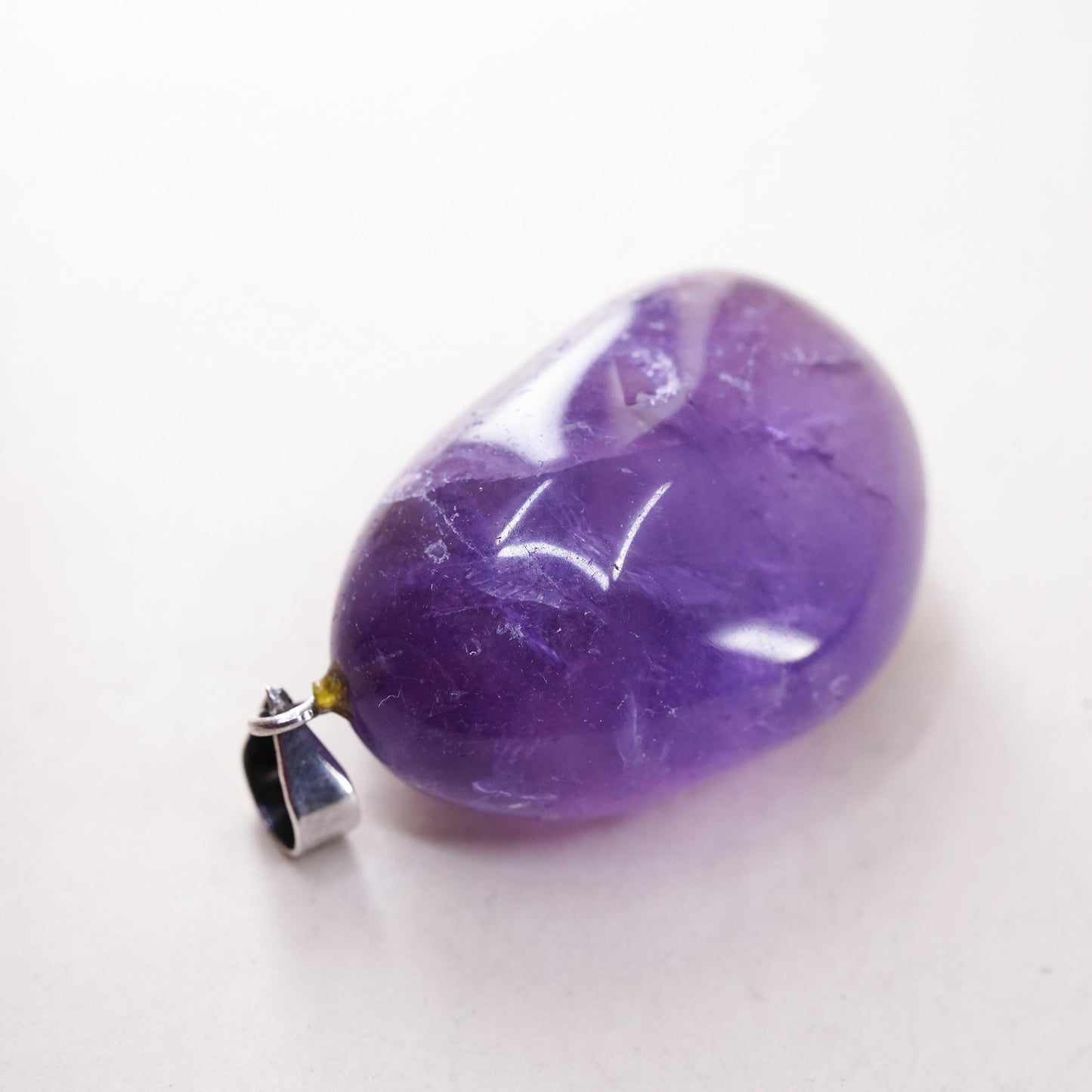 Vintage Sterling 925 silver handmade pendant with amethyst nugget