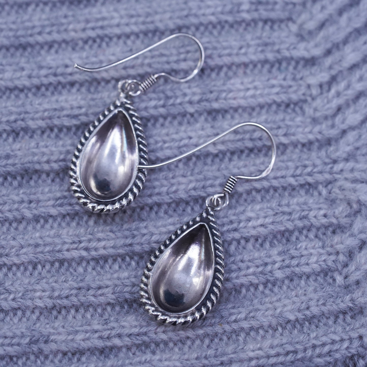Vintage Sterling silver Handmade earrings, 925 teardrop dangles