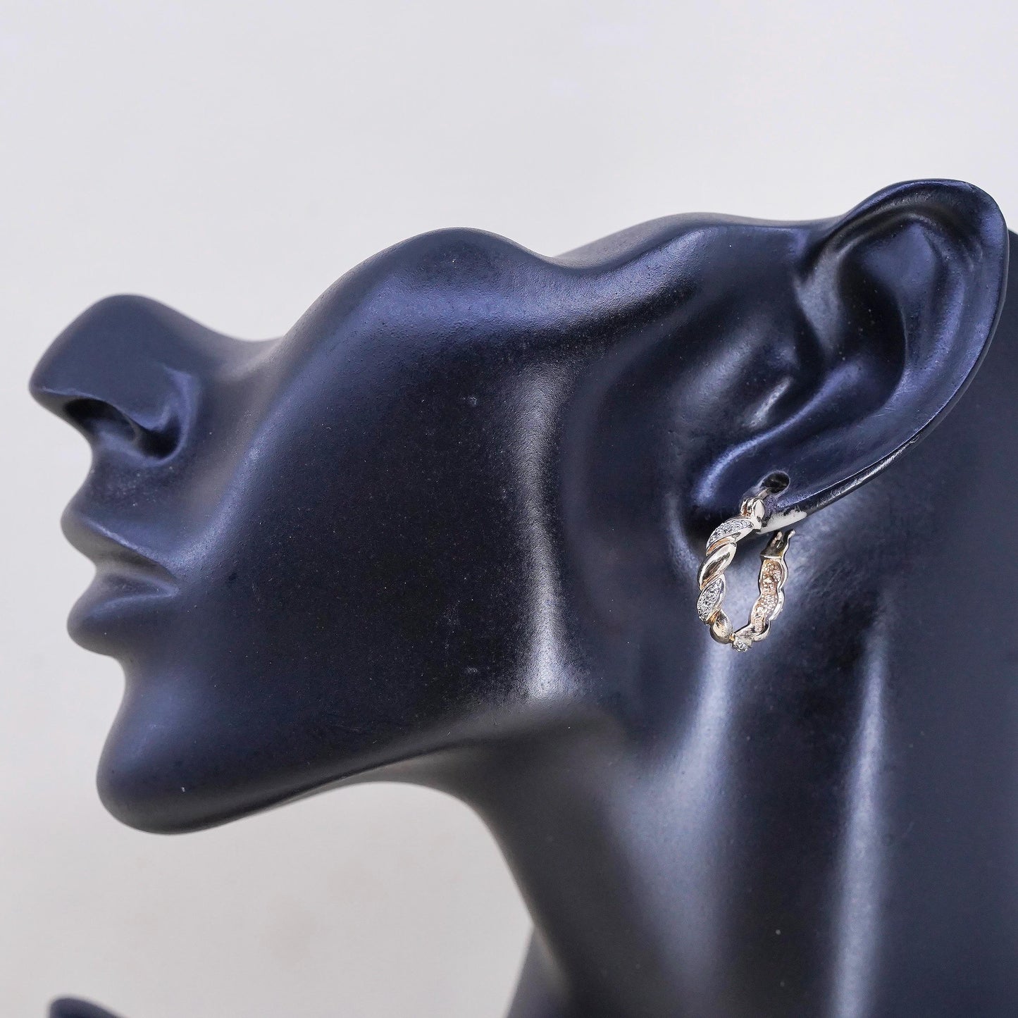 0.75”, vermeil gold over sterling silver earrings, 925 huggie diamond hoops