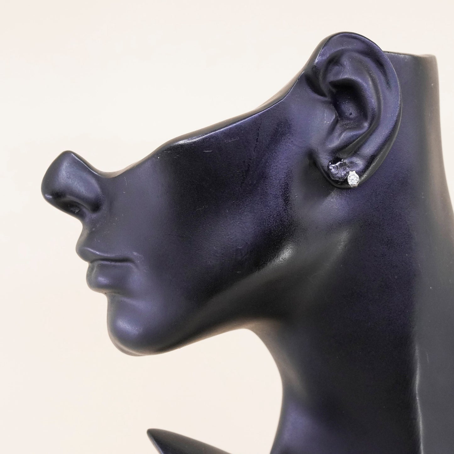 3mm, Vintage sterling 925 silver cz studs, minimalist earrings