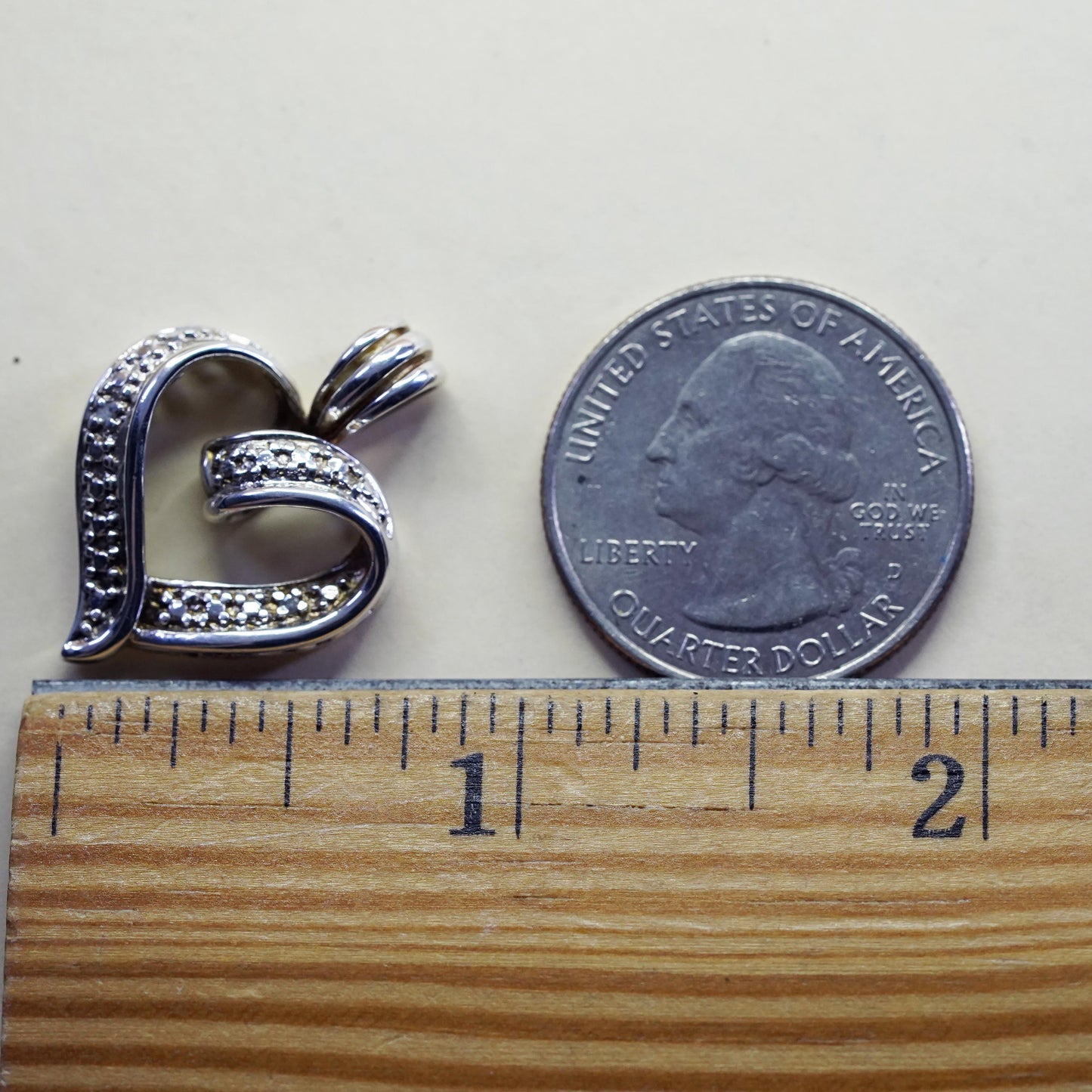 vintage Sterling silver 925 heart Pendant with real diamond