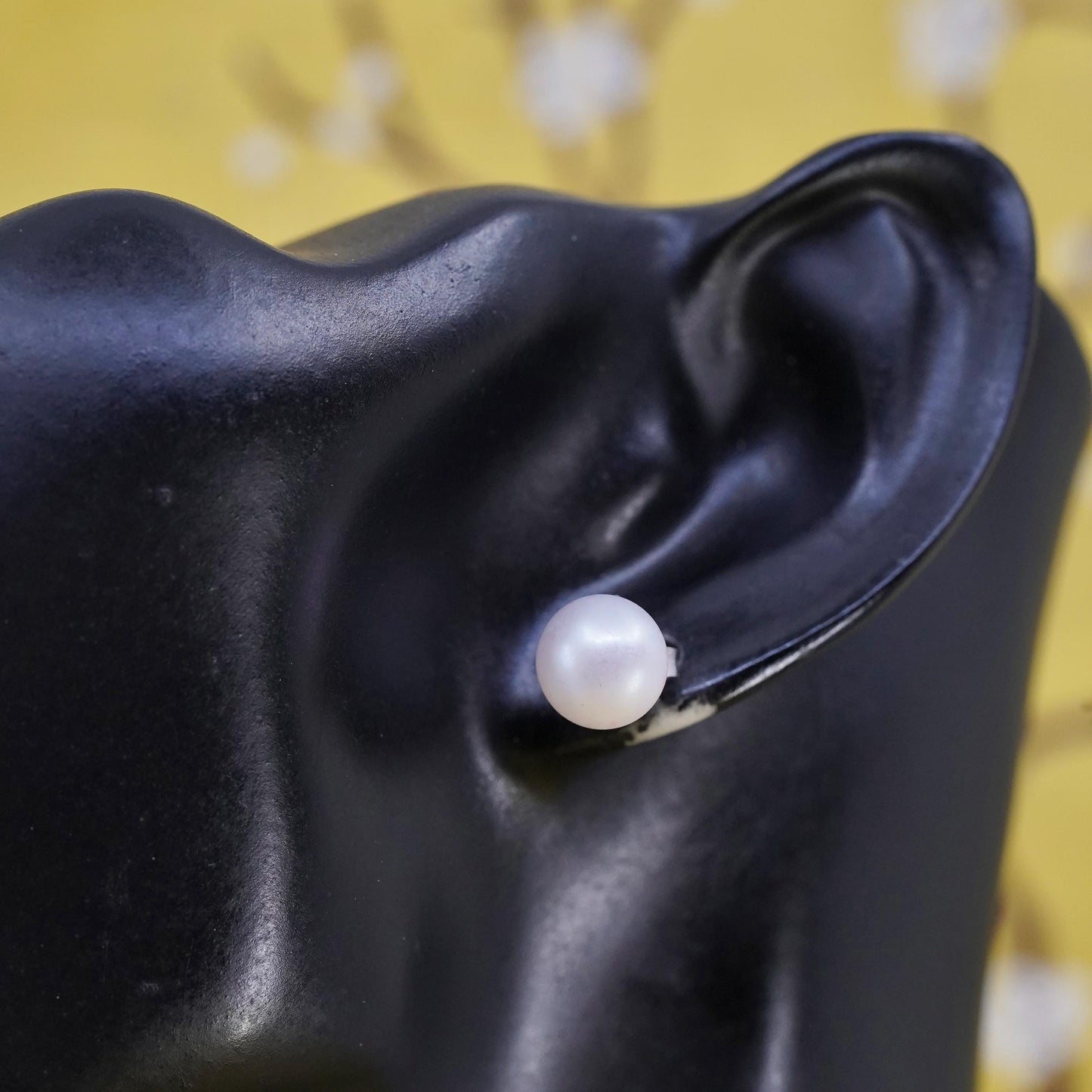 10mm, Vintage 925 Sterling silver handmade studs earrings white pearl