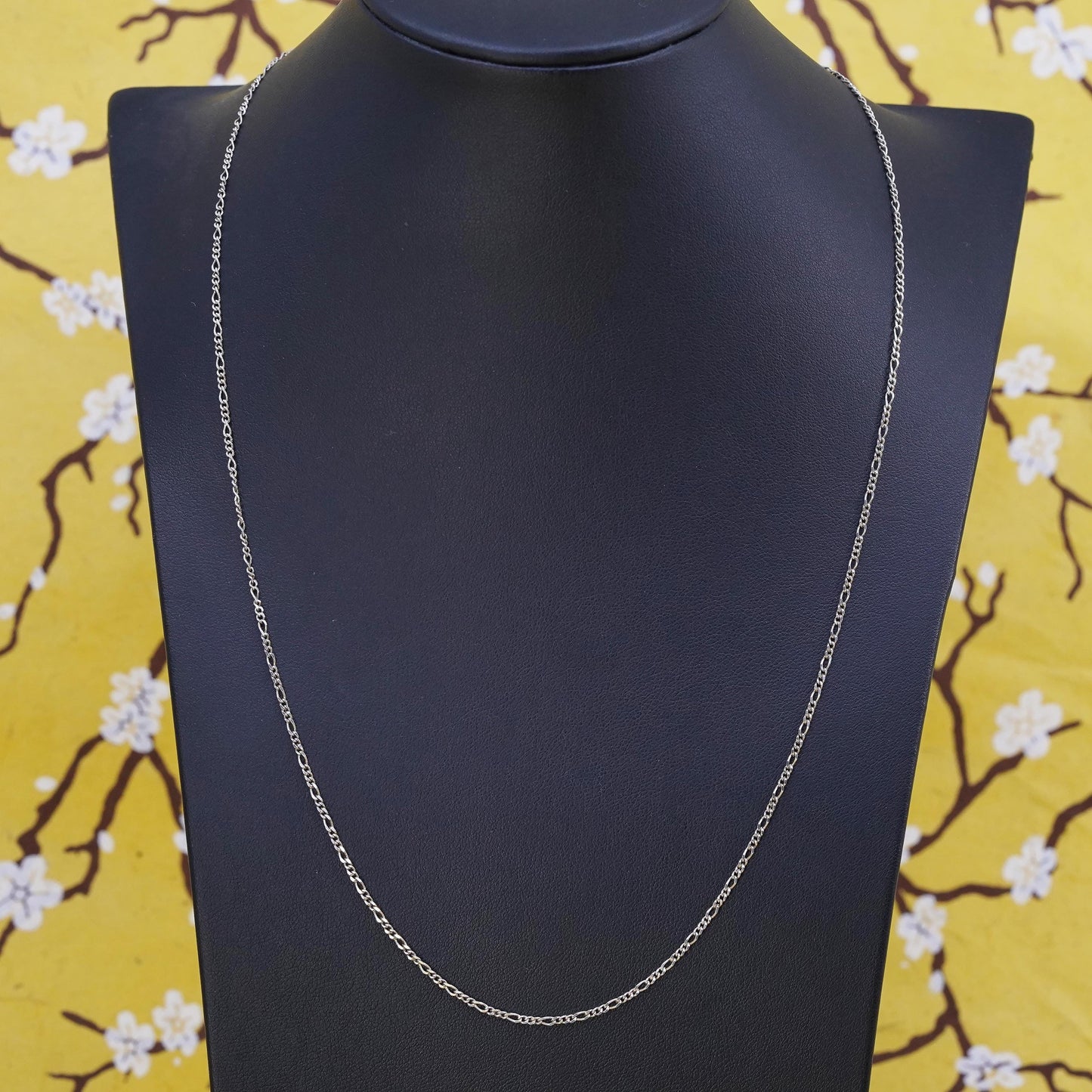 21” 2mm, vintage Sterling silver figaro chain, Italy 925 necklace
