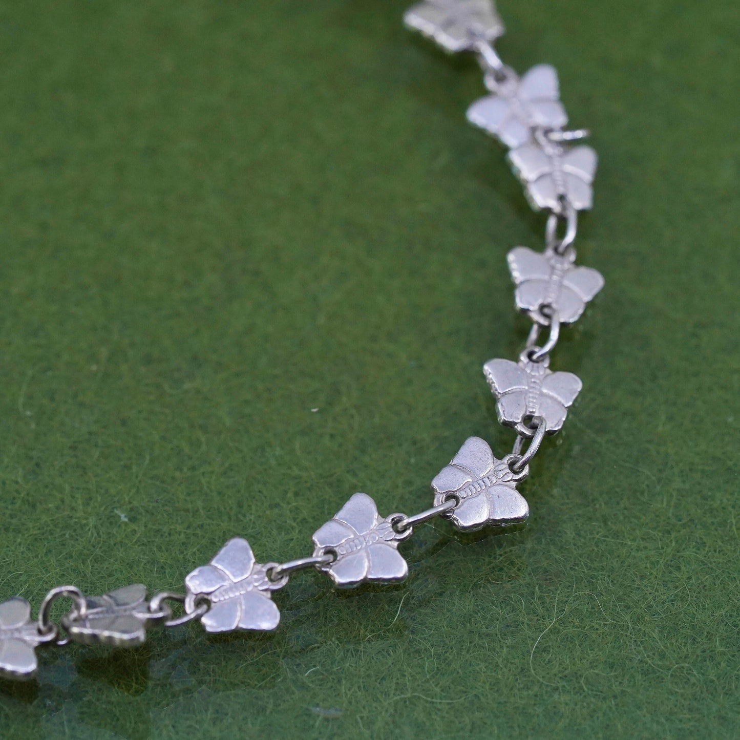7.75", Italian sterling silver anklet, 925 silver butterfly link chain bracelet