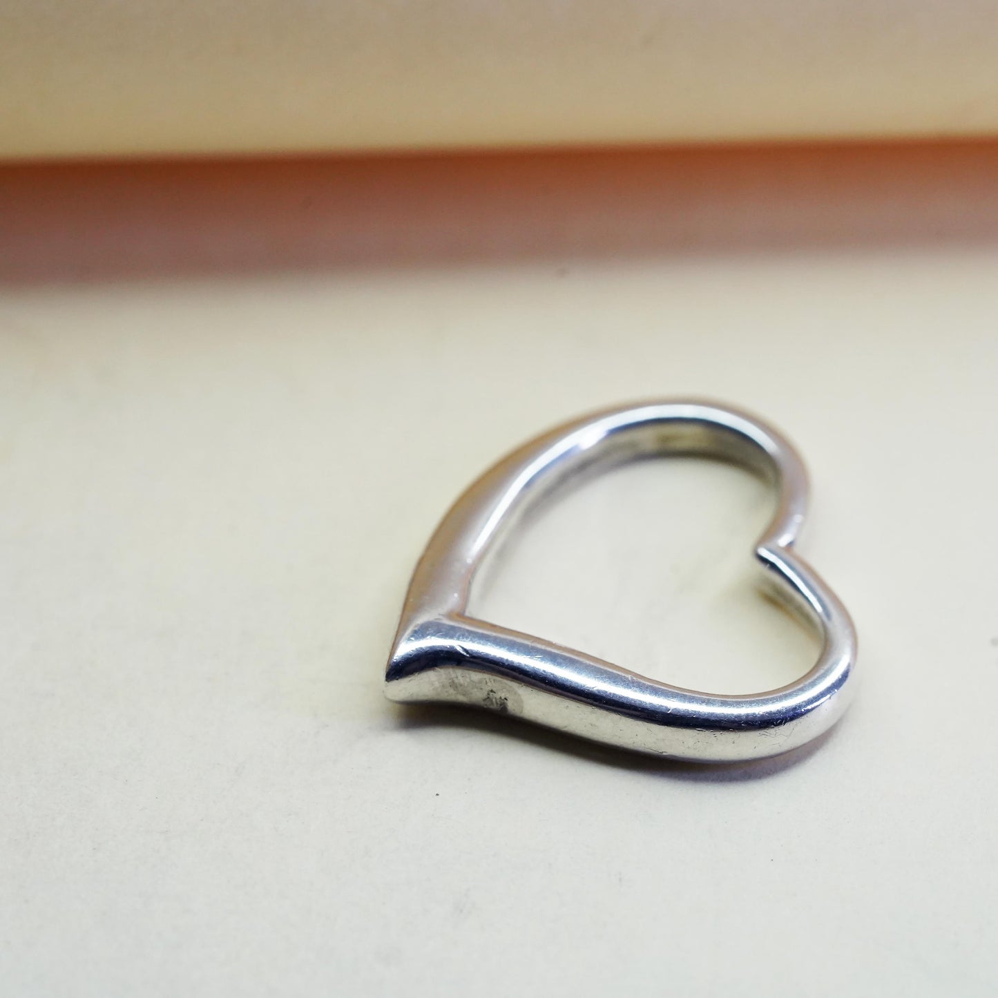 Vintage handmade sterling silver heart shaped pendant, 925 charm