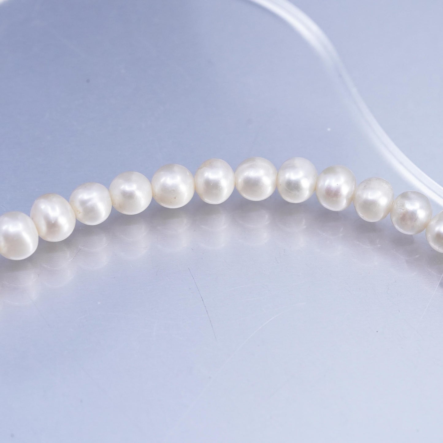 19", vintage 8mm freshwater pearl necklace with Sterling 925 silver clasp