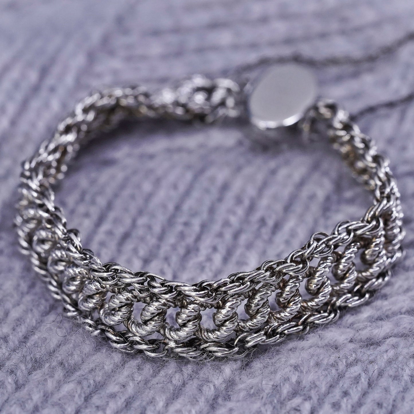 6.75" jewelry, sterling silver handmade multi-strands bracelet, 925 rope chain