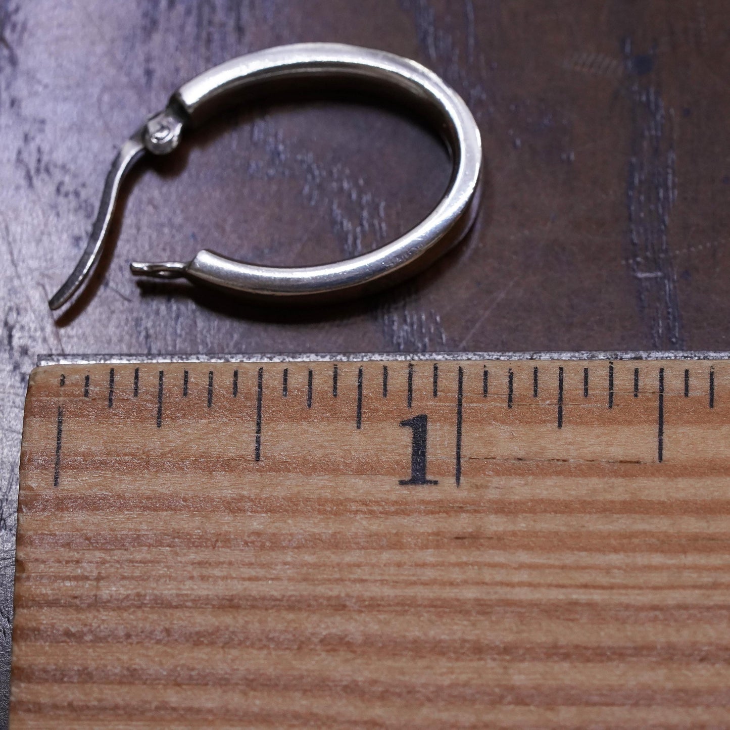 0.75”, Vintage sterling silver loop single earring, fashion primitive oval hoop