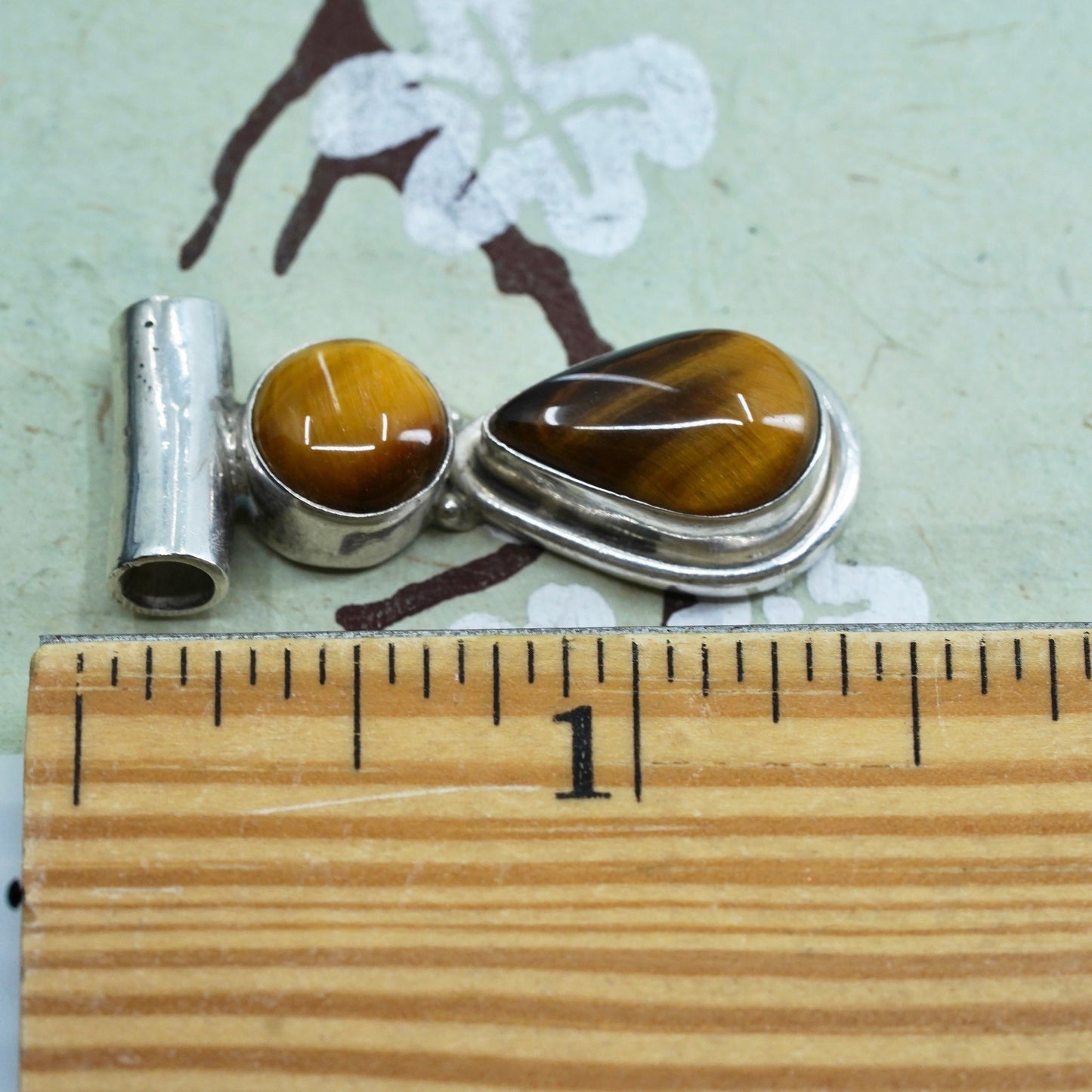 Vintage sterling silver 925 handmade pendant with teardrop golden tigers eye