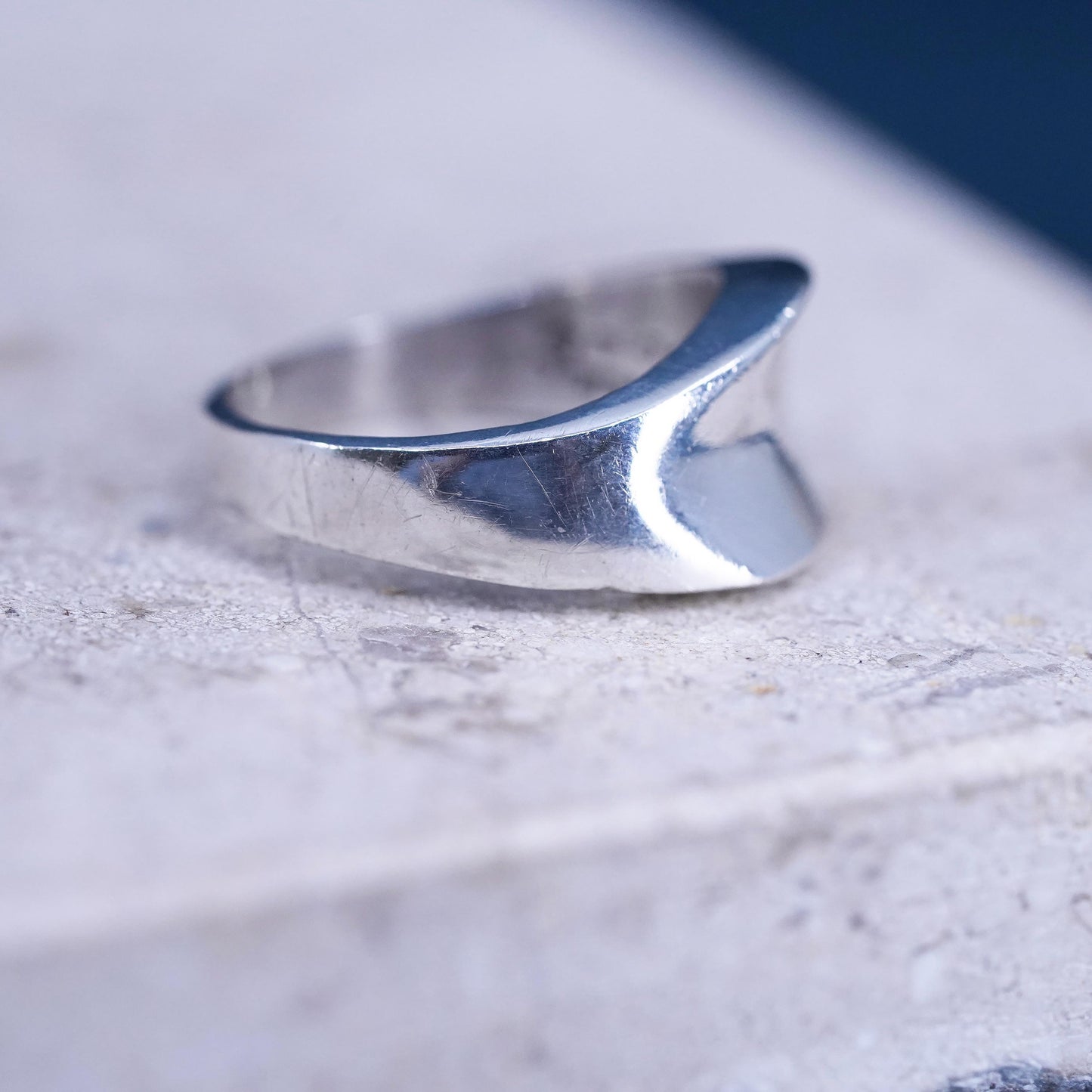 Size 5.25, minimalist, simple Sterling silver handmade ribbed ring, 925 ring